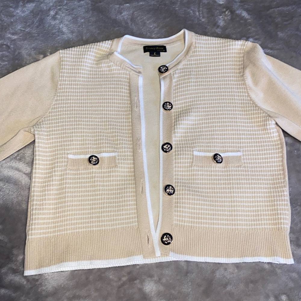 Classy and Elegant White and Beige Cardigan